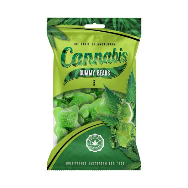 Green cannabis gummy bears – Amsterdam cannabis gummies by Multitrance, THC-free and made for relaxation and flavor