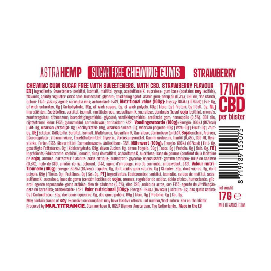 Astra Hemp 17mg CBD Chewing Gum – Strawberry - Image 3