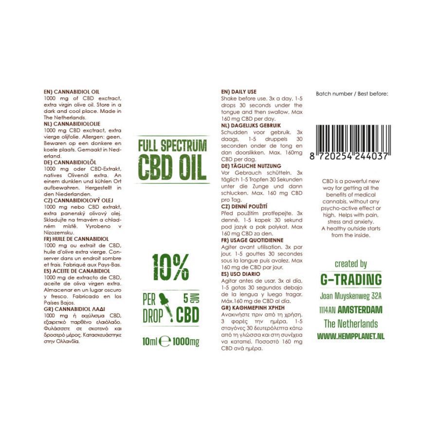 Hemp Planet 10% CBD (Cannabidiol) Oil (10ml) - Image 3