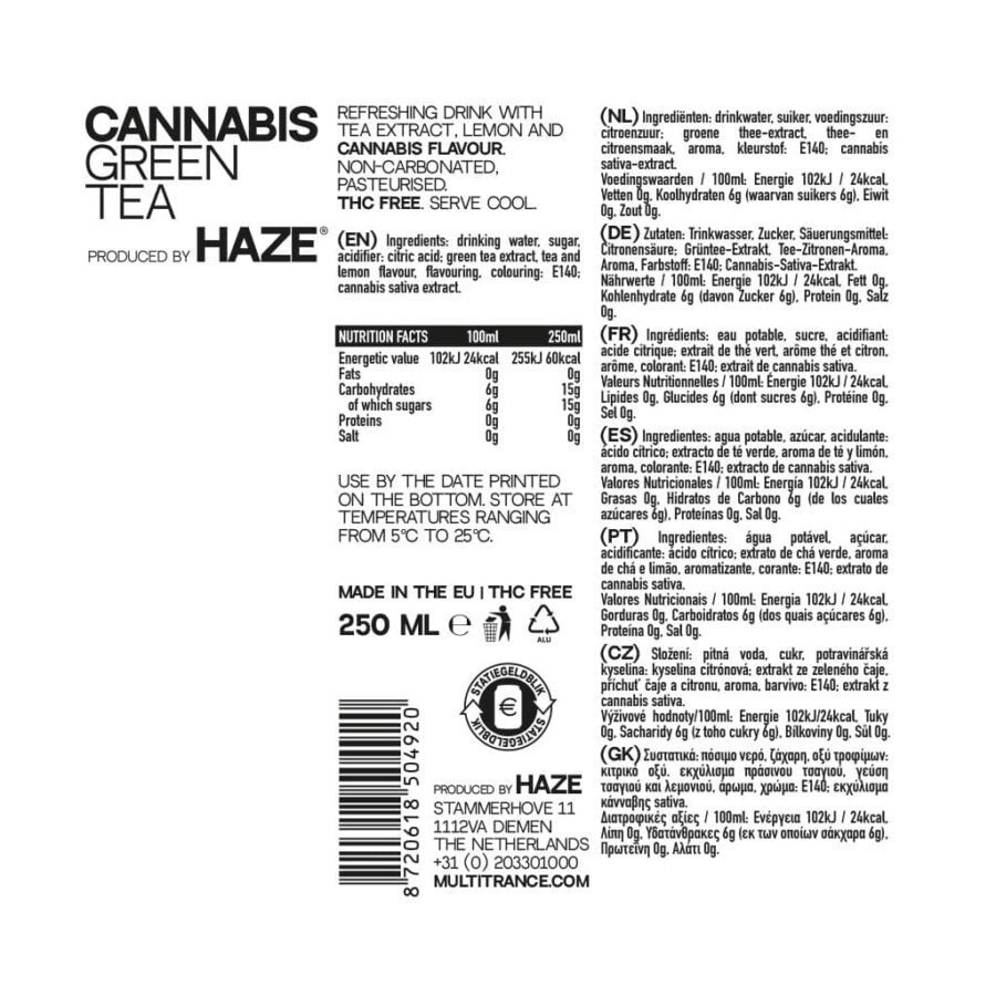 HaZe Cannabis Green Tea (250ml) - Image 3