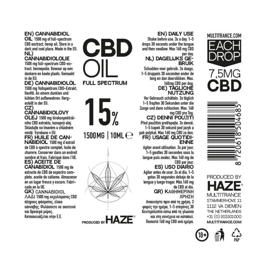 HaZe 15% Cannabidiol Oil (10ml) - Image 3