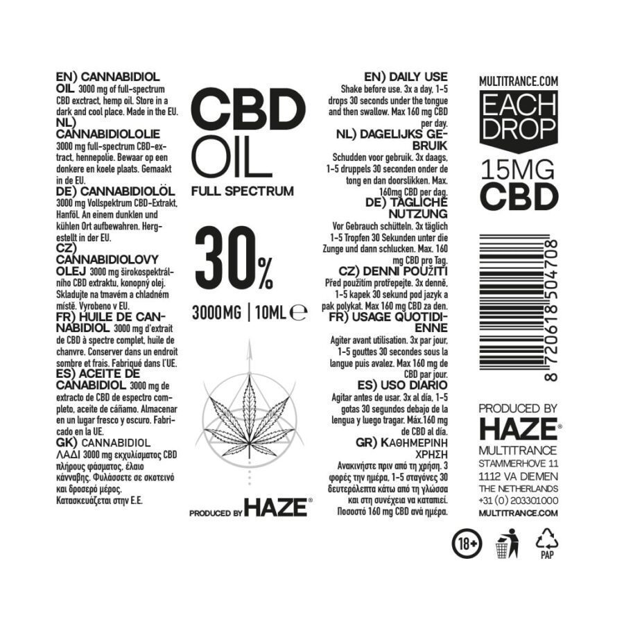 HaZe 30% Cannabidiol Oil (10ml) - Image 3