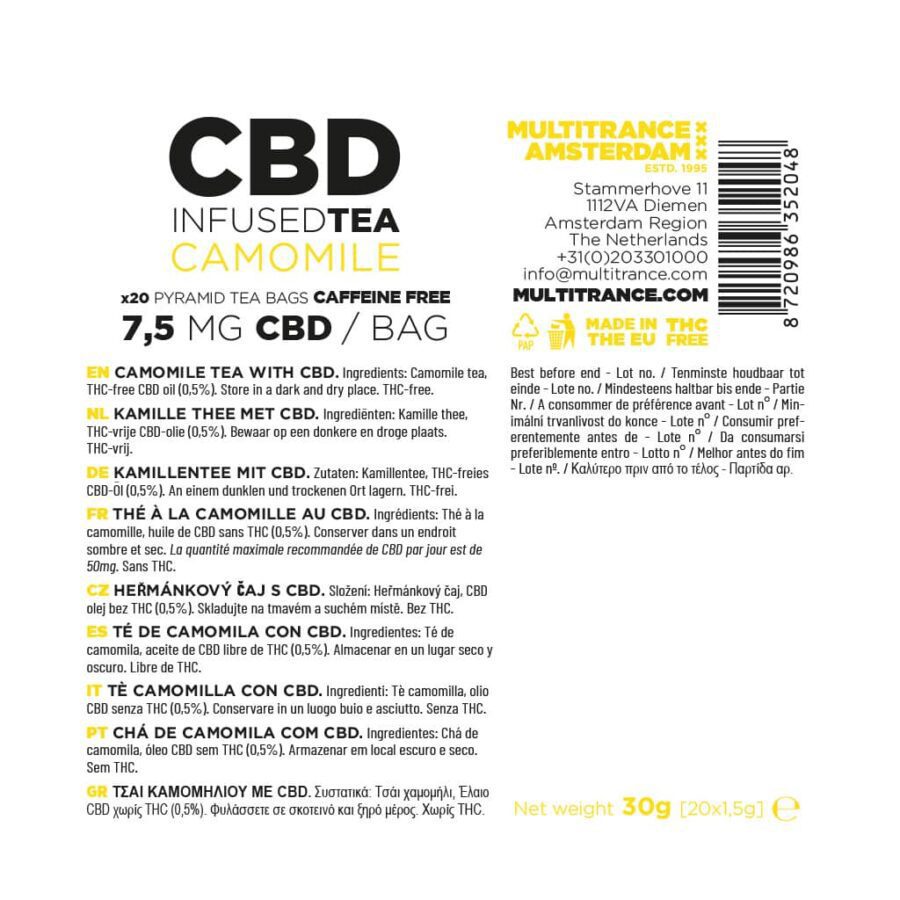 Multitrance 7.5mg CBD Tea – Chamomile Pyramid - Image 2