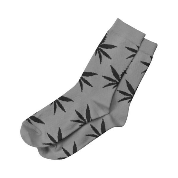 Long Socks Cannabis Leaves (Grey/Black)