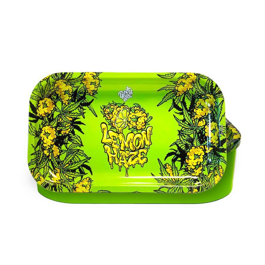 Best Buds Lemon Haze Tin Box Rolling Tray with Storage