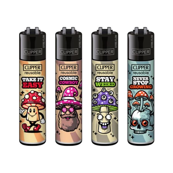 Clipper Premium Smoking Lighters – Shrooms 12 - Wholesale Display