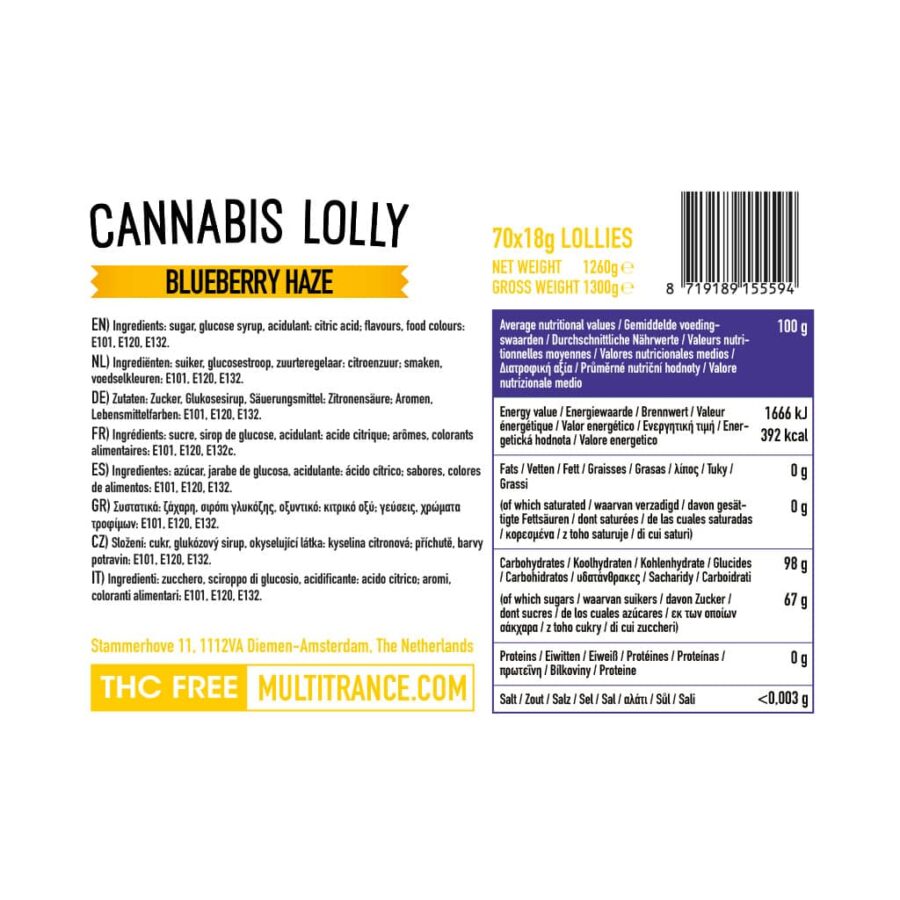 Multitrance Cannabis Lollipops – Blueberry Haze Display Carton of 70 - Image 3