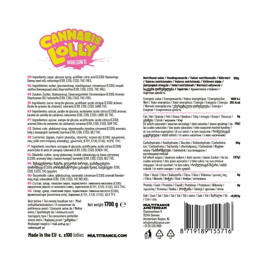 Multitrance Cannabis Lollipops – Bubble Gum XL Display - Image 3