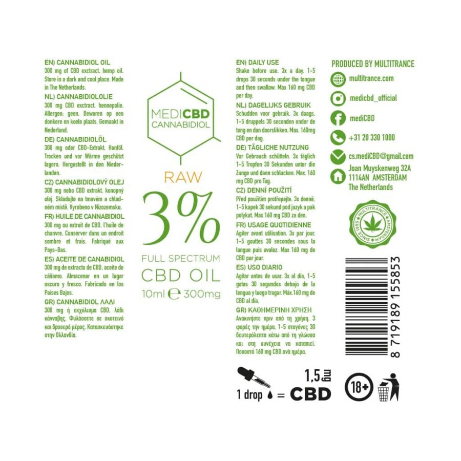 MediCBD 3% Cannabidiol Oil (10ml) - Image 3