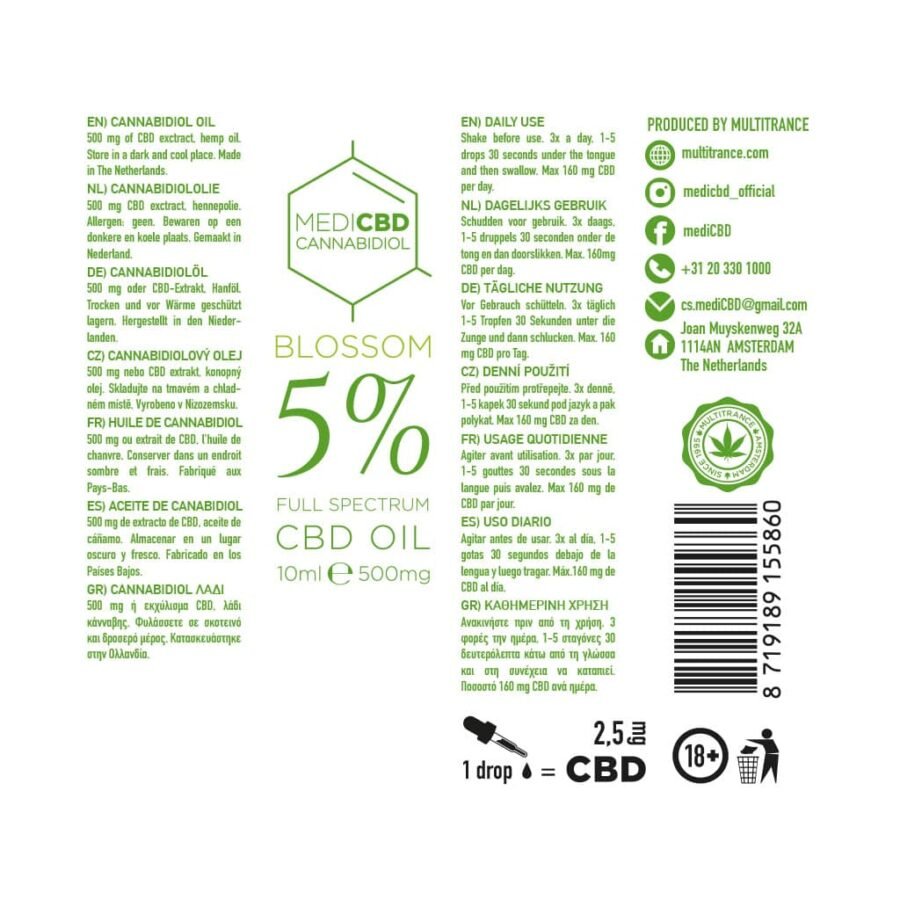 MediCBD 5% Cannabidiol Oil (10ml) - Image 3