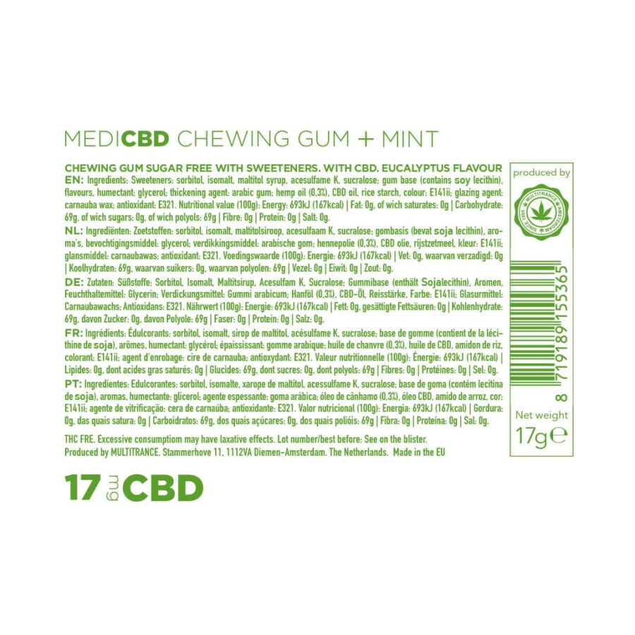 MediCBD 17mg CBD Chewing Gum – Mint - Image 4