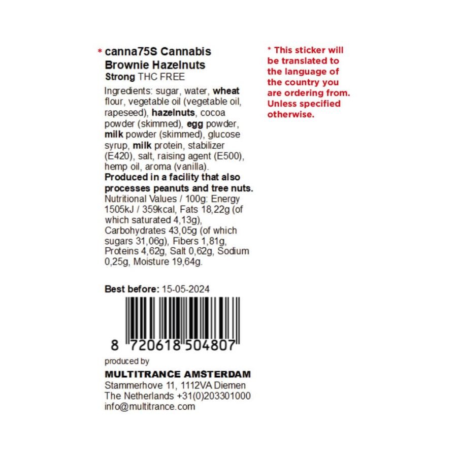 Multitrance Cannabis Brownie – Hazelnuts (Strong Flavour) - Image 2