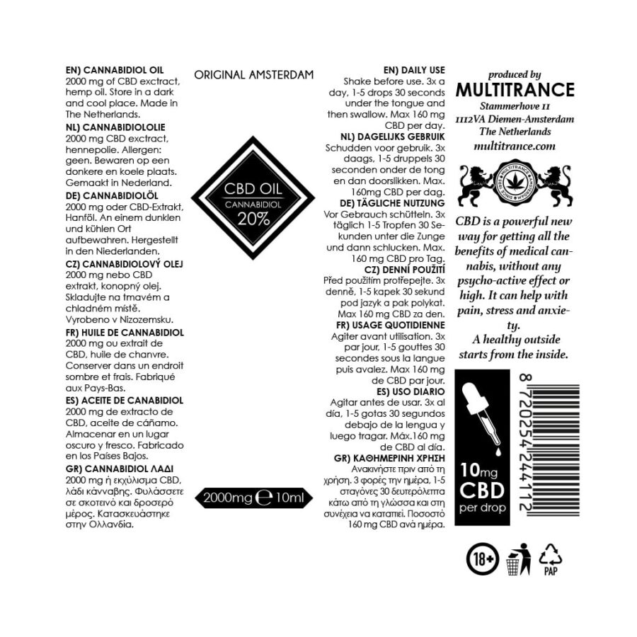 Multitrance 20% CBD (Cannabidiol) Oil (10ml) - Image 3