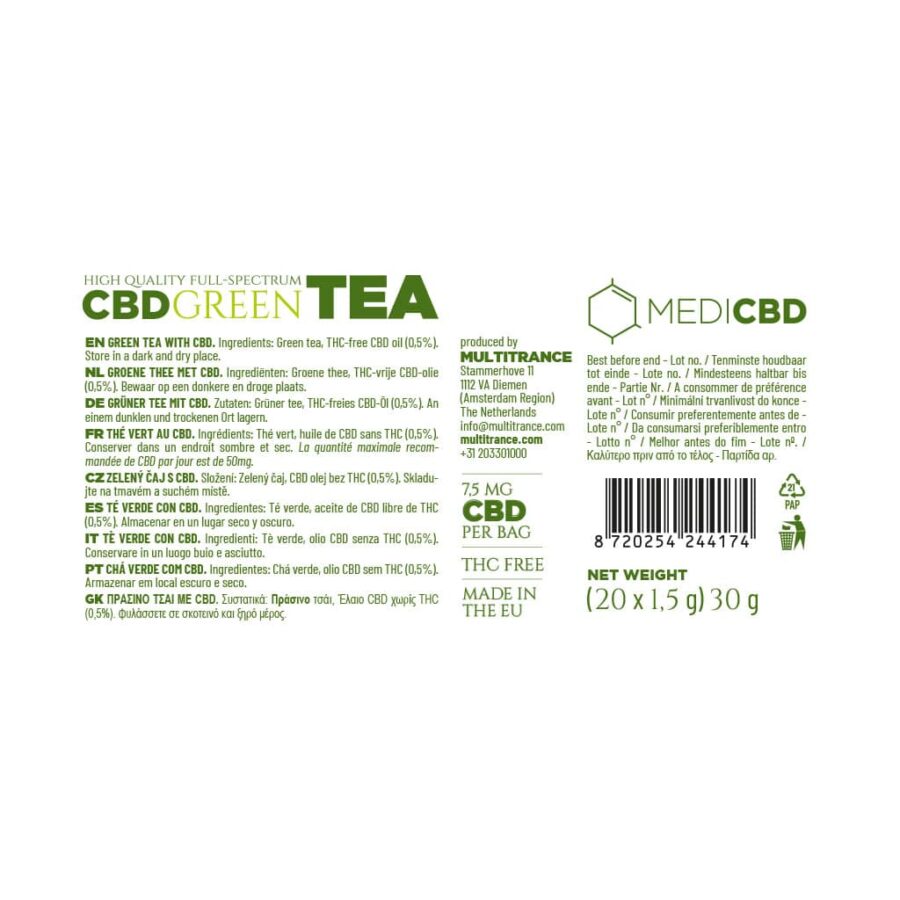 MediCBD 7.5mg CBD Tea – Green - Image 3