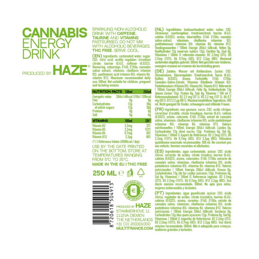 HaZe Cannabis Energy Drink (250ml) - Image 3