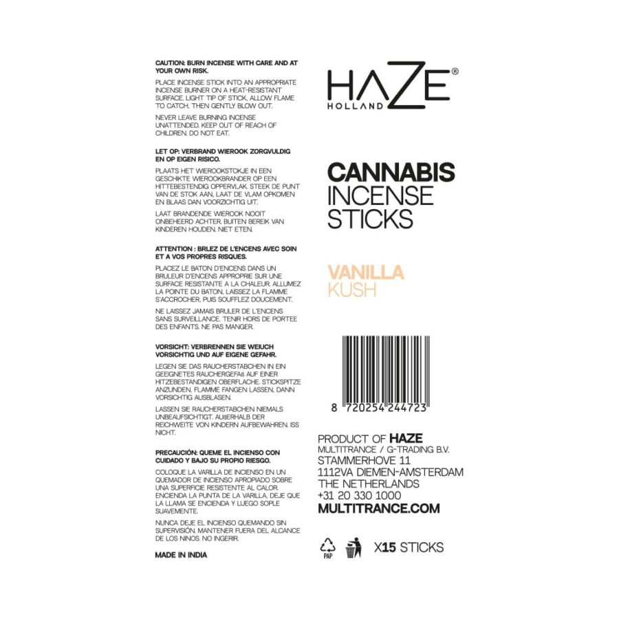 HaZe Vanilla Kush Scented Cannabis Incense Sticks - Image 2