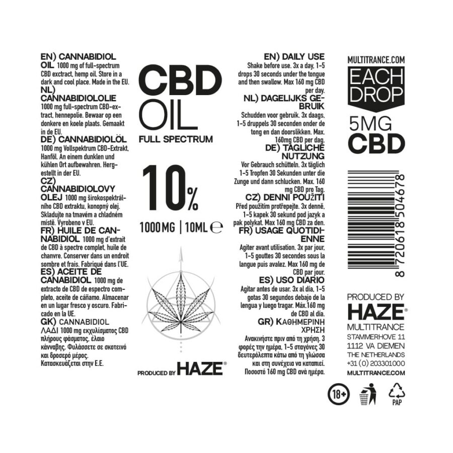 HaZe 10% Cannabidiol Oil (10ml) - Image 3
