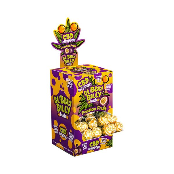 Bubbly Billy Buds 10mg CBD Lollipops - Passion Fruit Display