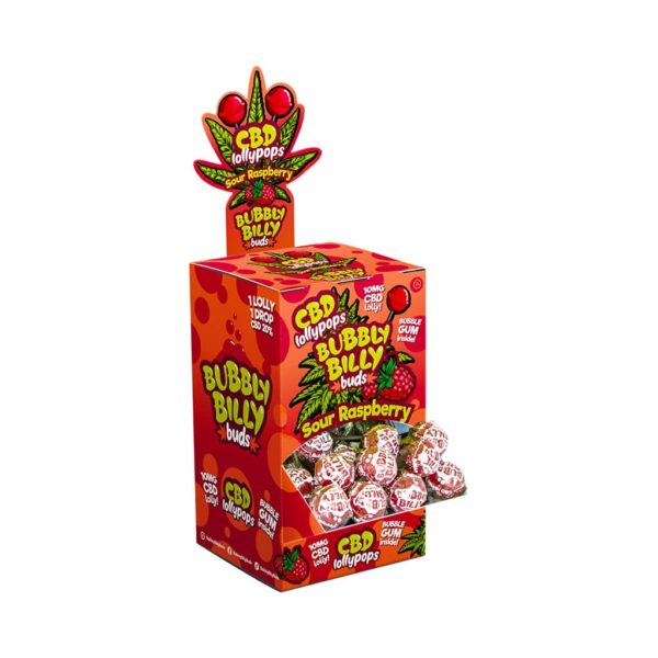 Bubbly Billy Buds 10mg CBD Lollipops - Sour Raspberry Display