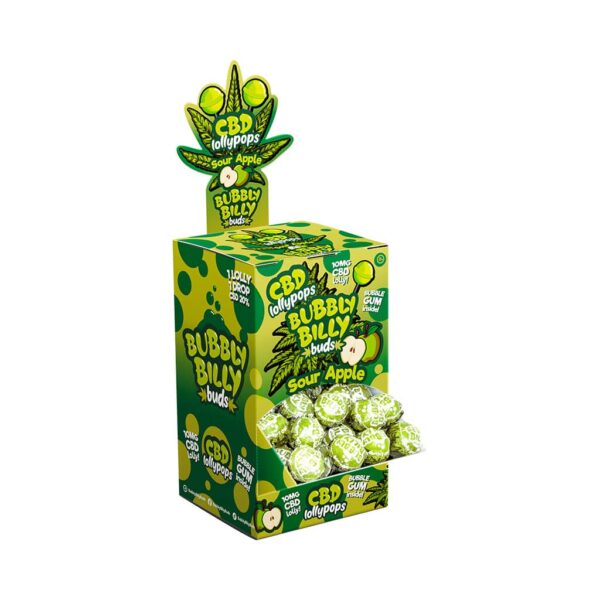 Bubbly Billy Buds 10mg CBD Lollipops - Sour Apple Display