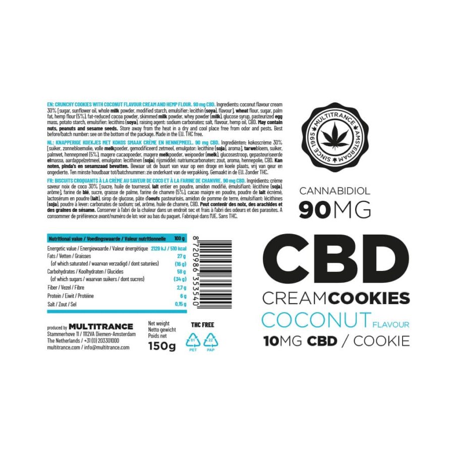 Multitrance 90mg CBD Cream Cookies - Coconut Jar - Image 2