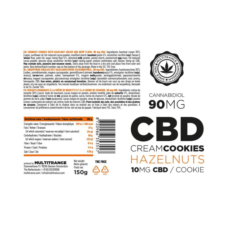 Multitrance 90mg CBD Cream Cookies – Hazelnuts Jar - Image 2