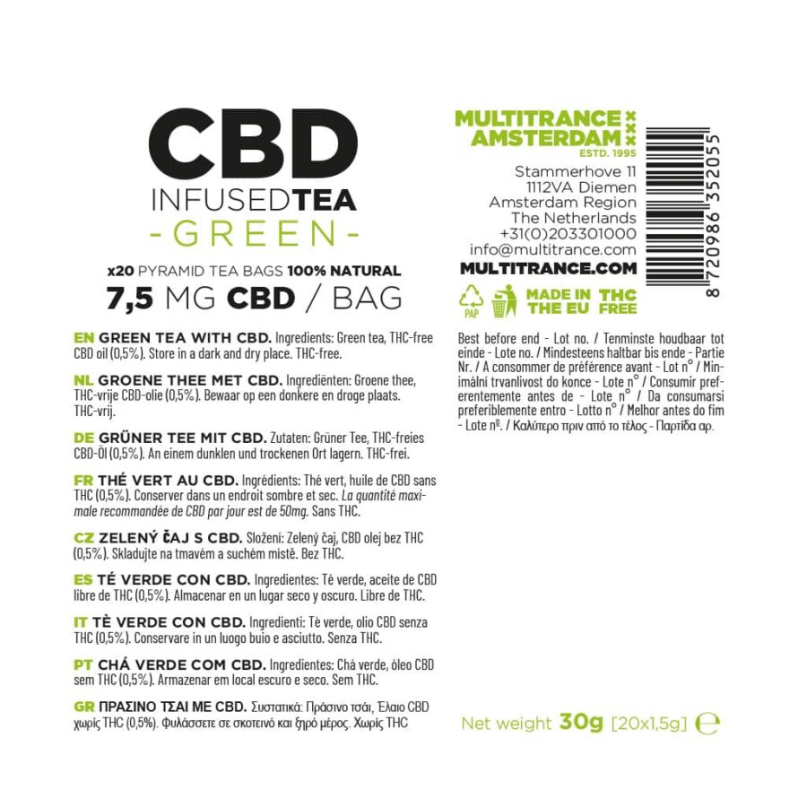 Multitrance 7.5mg CBD Tea – Green Pyramid - Image 2