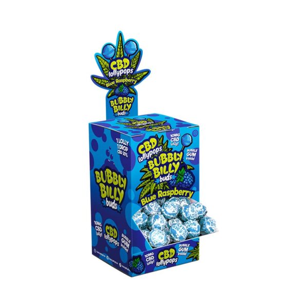 Bubbly Billy Buds 10mg CBD Lollipops - Blue Raspberry Display