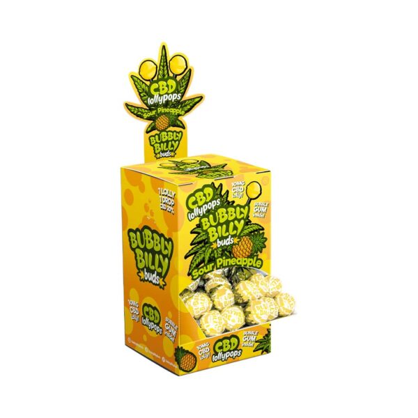 Bubbly Billy Buds 10mg CBD Lollipops - Sour Pineapple Display