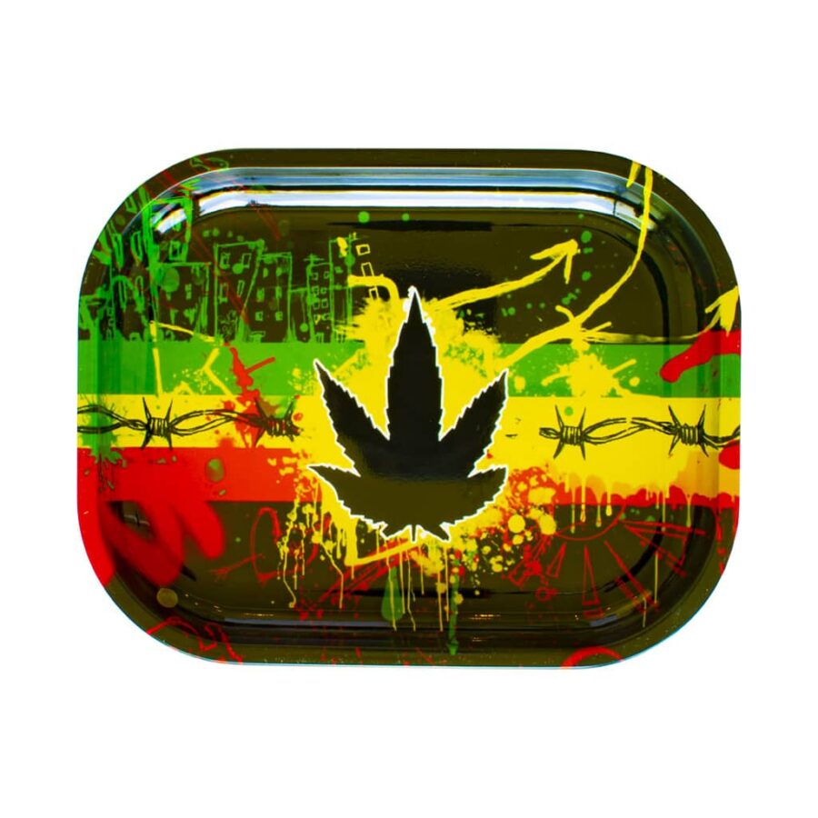 Reaggae Leaf Metal Rolling Tray - Small