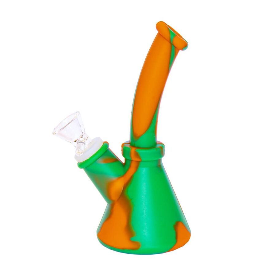 Mini Silicone Bong - Orange & Green