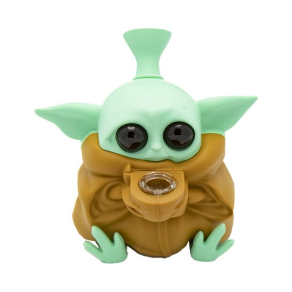 Brown baby alien silicone bong with big eyes and glass bowl