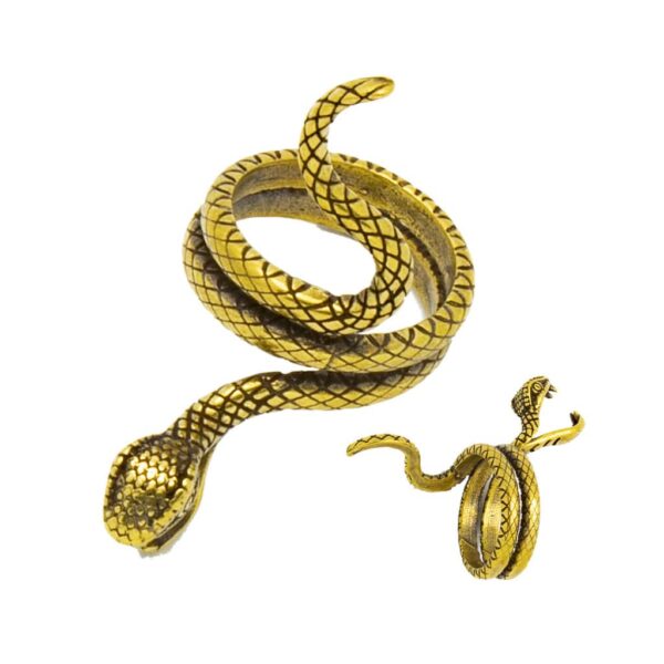 Gold coiled snake-shaped smoking ring holder with adjustable open design
