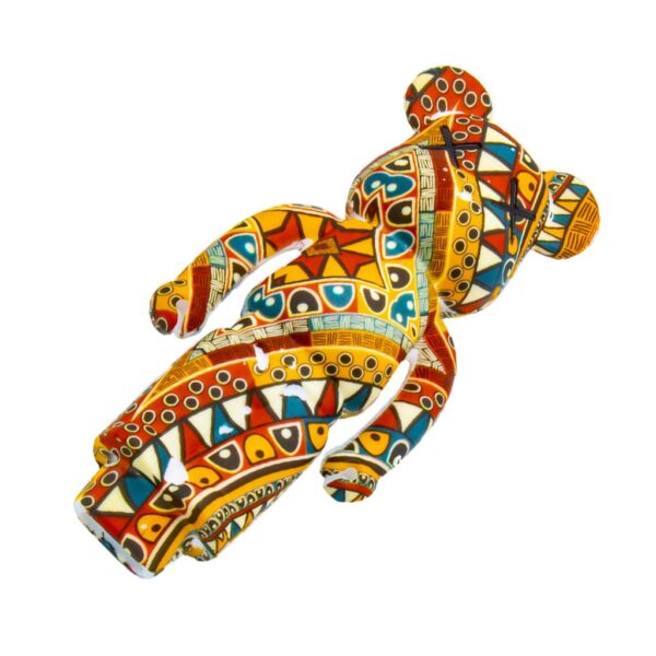 Back view of silicone bear smoking pipe with tribal Native American inspired pattern