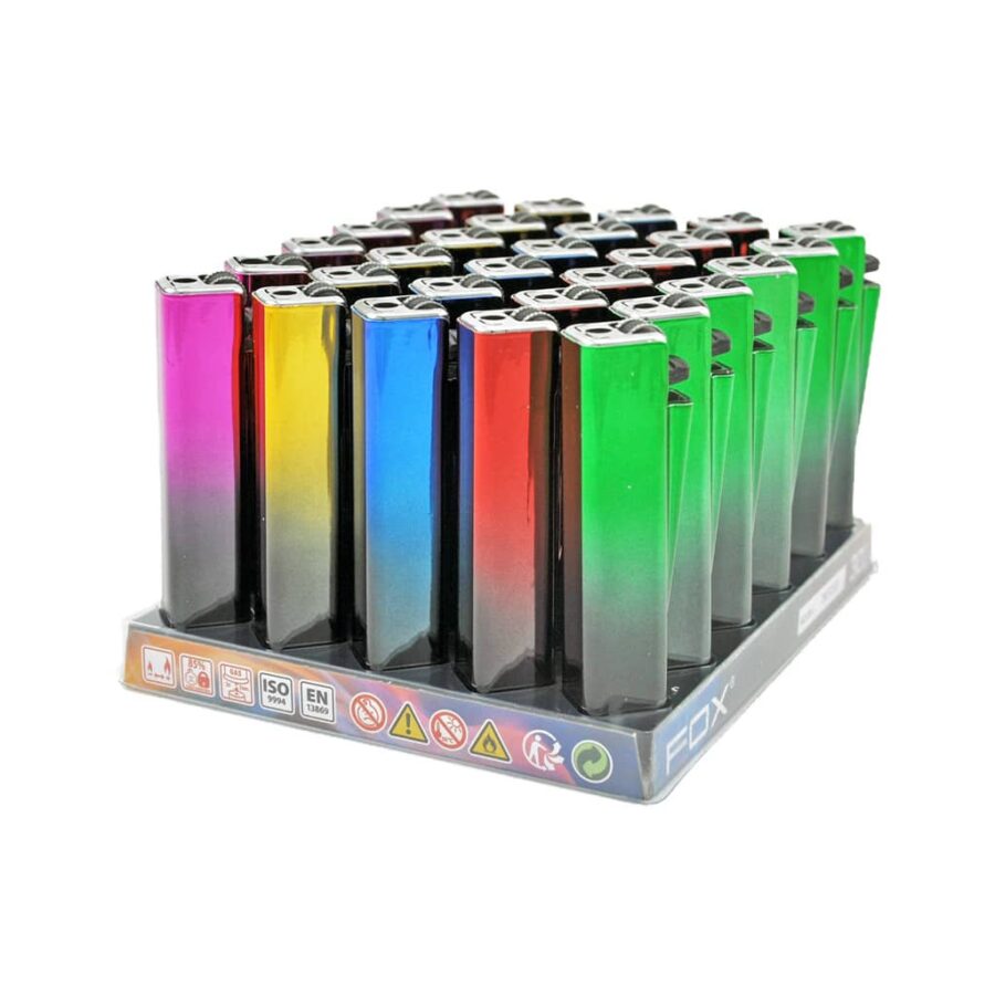 Fox Metal Lighters - Mix colours (Square) (30 pcs/Display) - Image 2