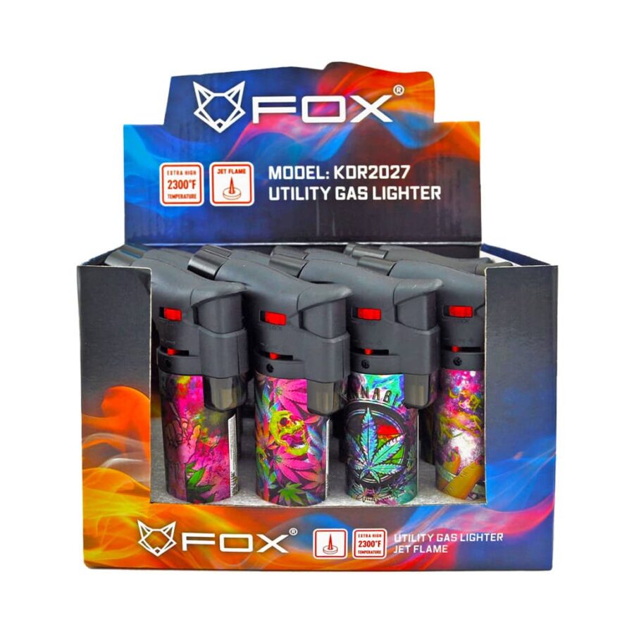 Fox Torch Lighters with Jet Flame - Poppy Smoking 3D-Print (12 pcs/Display) - Image 2
