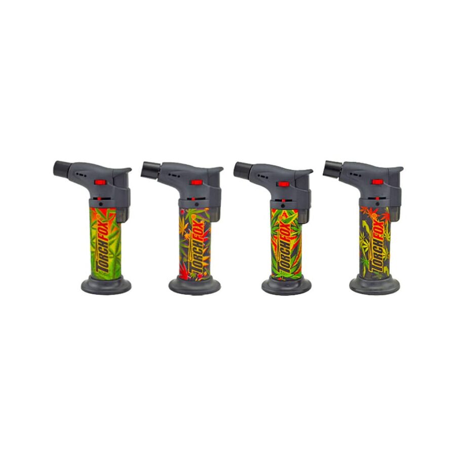 Fox Torch Lighters with Jet Flame - Poppy Leaves 3D-Print (12 pcs/Display)