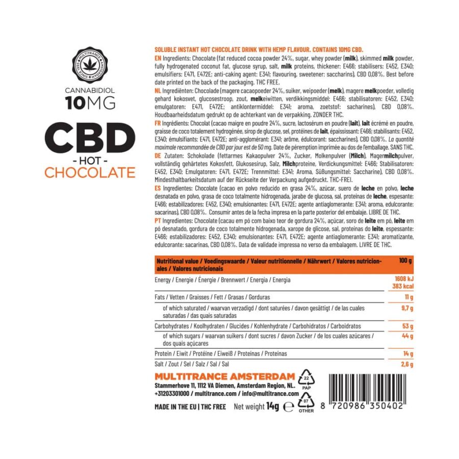 CBD Hot Chocolate Instant (10MG per sachet) - Multitrance - Image 3