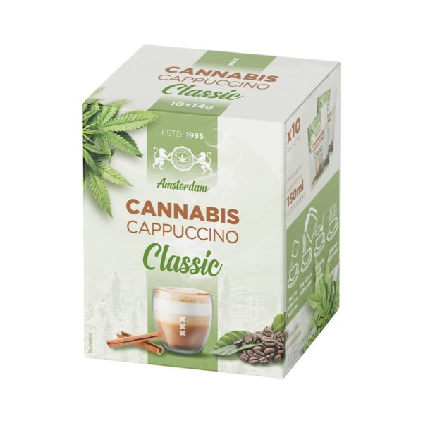 Box of Multitrance Hemp Coffee Instant Cappuccino – 10 sachets of hemp infused cappuccino mix.