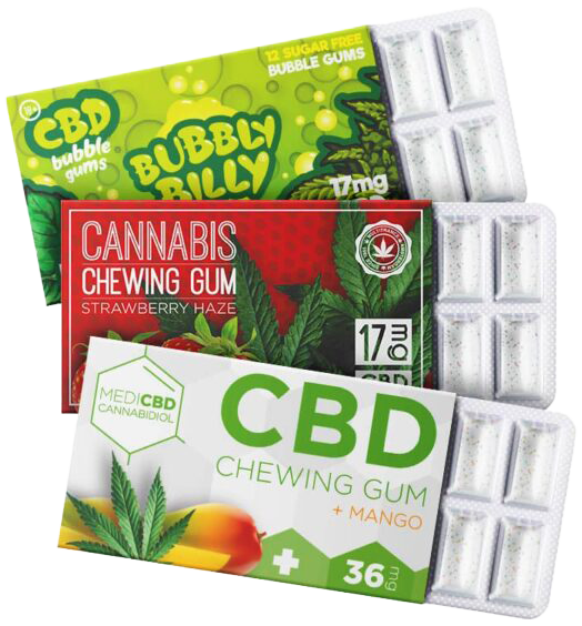 CBD and cannabis chewing gum by Multitrance Amsterdam — Bubbly Billy Buds MediCBD mint-flavoured gum infused with cannabidiol for a fresh, relaxing experience.