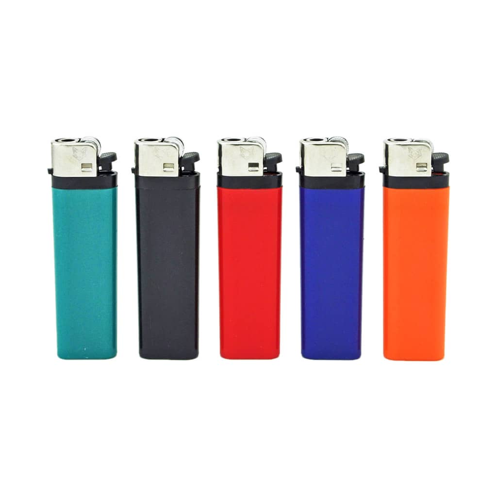 FOX Flint Lighters – Classic Edition in solid colors – reliable flint lighters for everyday use, available in teal, black, red, blue, and orange.