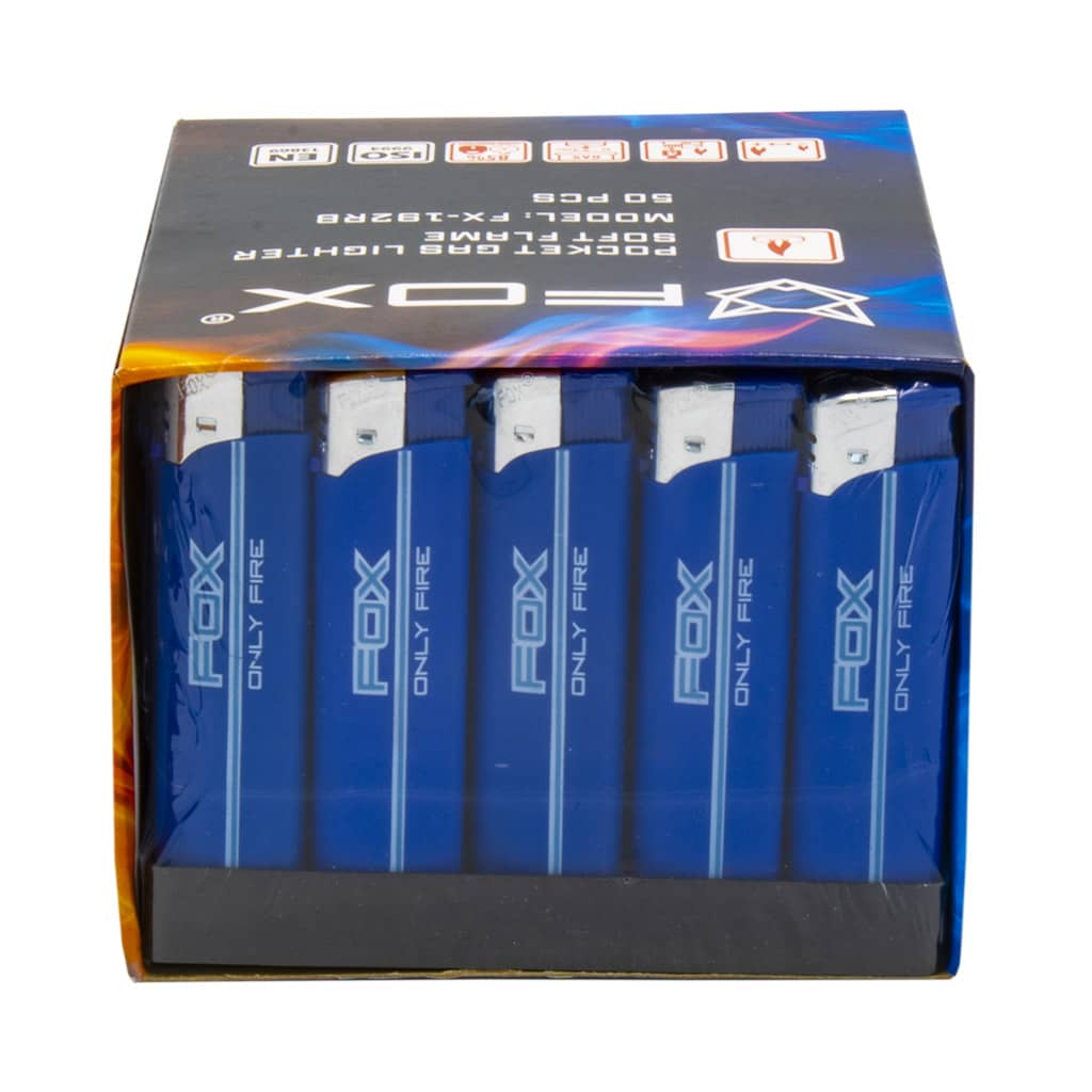 Fox Lighters - Blue Rubber Race Stripe - Wholesale Display - Image 2