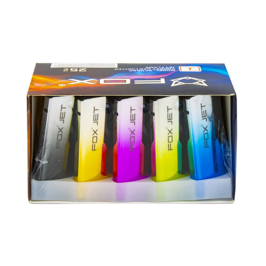 Fox Metal Lighters with Jet Flame - Rectangular Sleek Design Gradient - Wholesale Display - Image 2