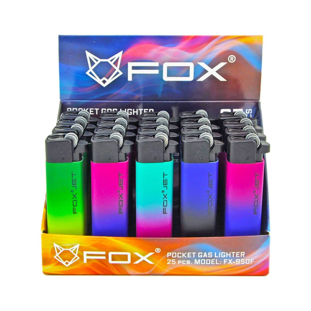 Fox Lighters with Jet Flame Flint - Icy Matt - Wholesale Display - Image 2