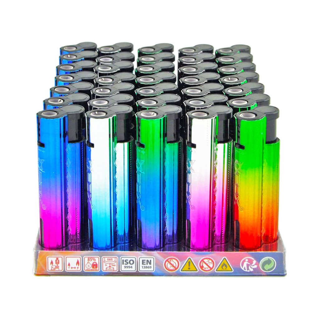 Fox Metal Lighters with Jet Flame - Metallic Gradient - Wholesale Display - Image 2
