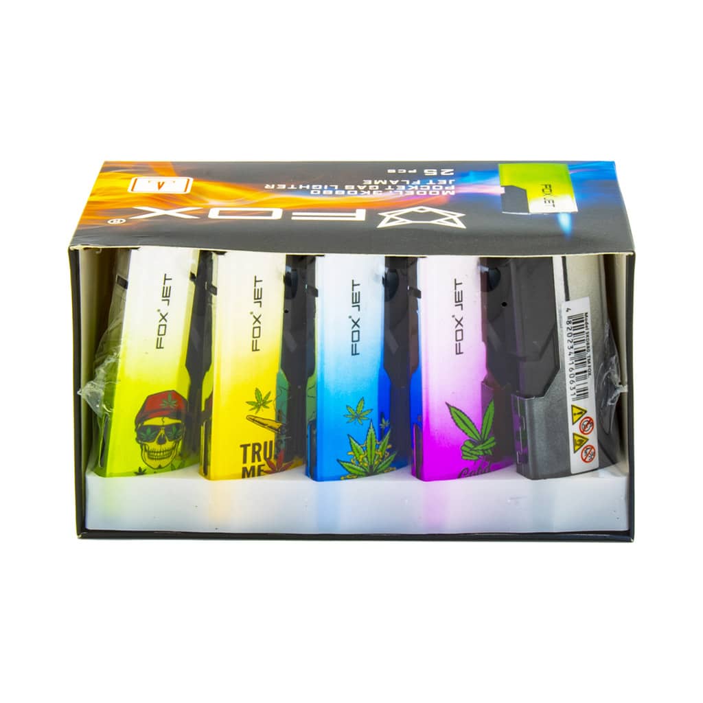 Fox Metal Lighters with Jet Flame - Weed Nation - Wholesale Display - Image 2