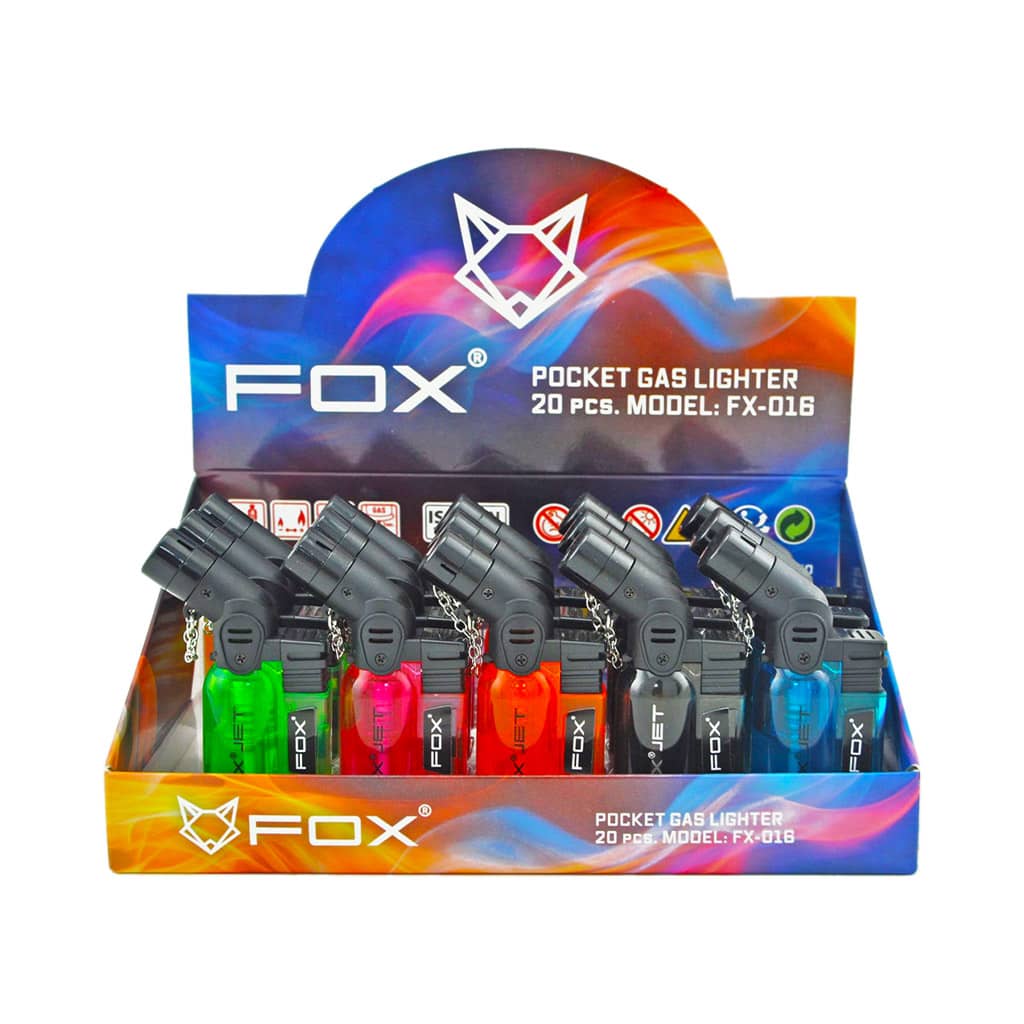 Fox Torch Lighters with Jet Flame - Mini Neon Burner - Wholesale Display - Image 2