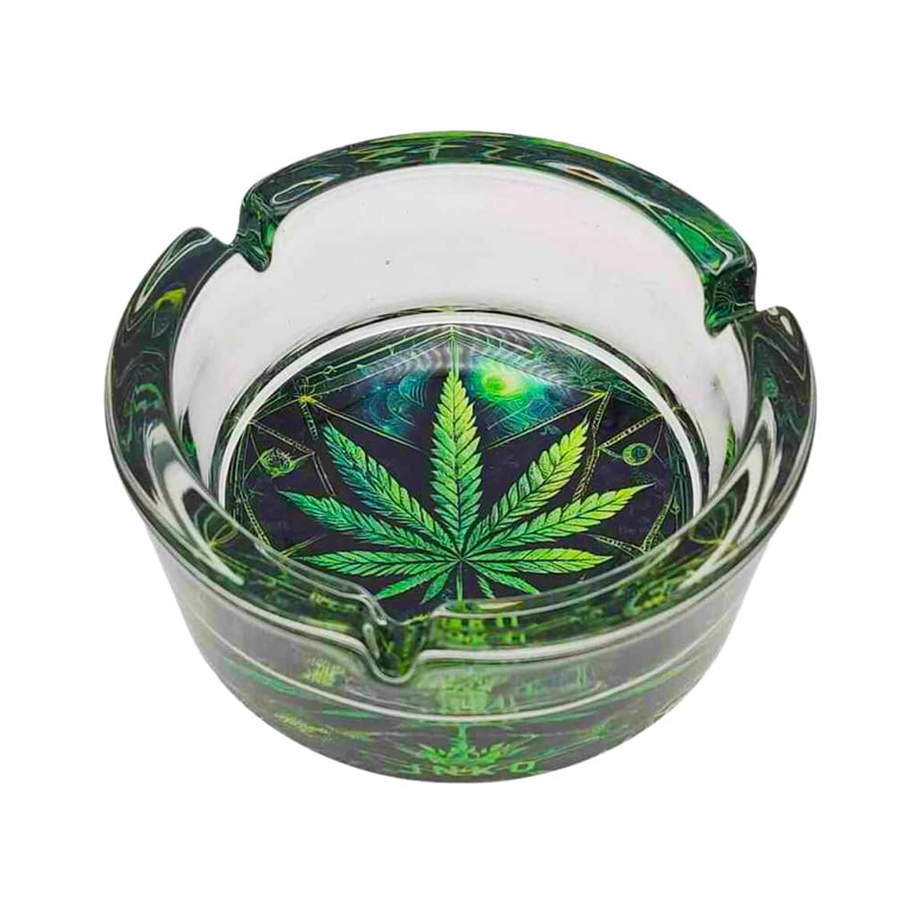 JNKO Glass Ashtray - Weed Leaf Green - Image 2