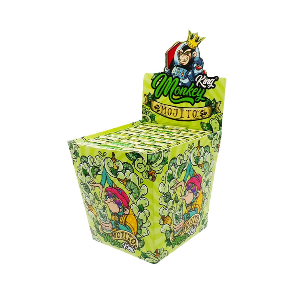 Monkey King King Size Silm Rolling Papers with Filter Tips Mojito Smellpack (24pcs Wholesale Display)