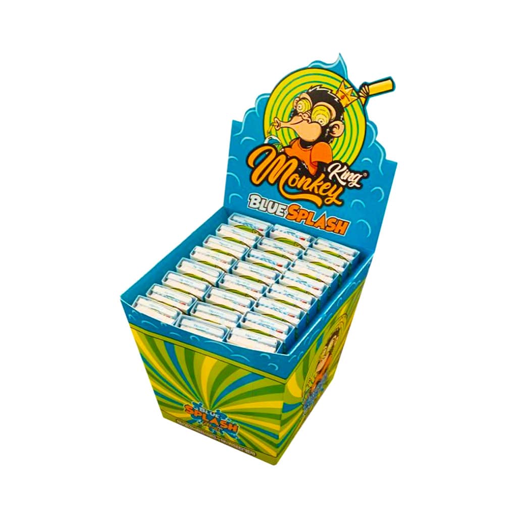 Monkey King King Size Slim Rolling Papers with Filter Tips Blue Splash Smellpack (24pcs Wholesale Display)